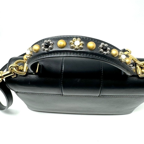 Dolce & Gabbana Lucia Black Leather Satchel – Studded Handle, Crossbody - Picture 7 of 15
